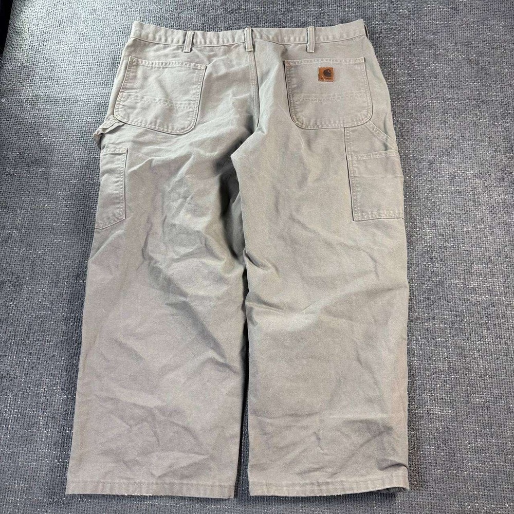 Carhartt Carpenter Pants Mens 40x25 Tan Loose Fit Canvas Workwear Distressed